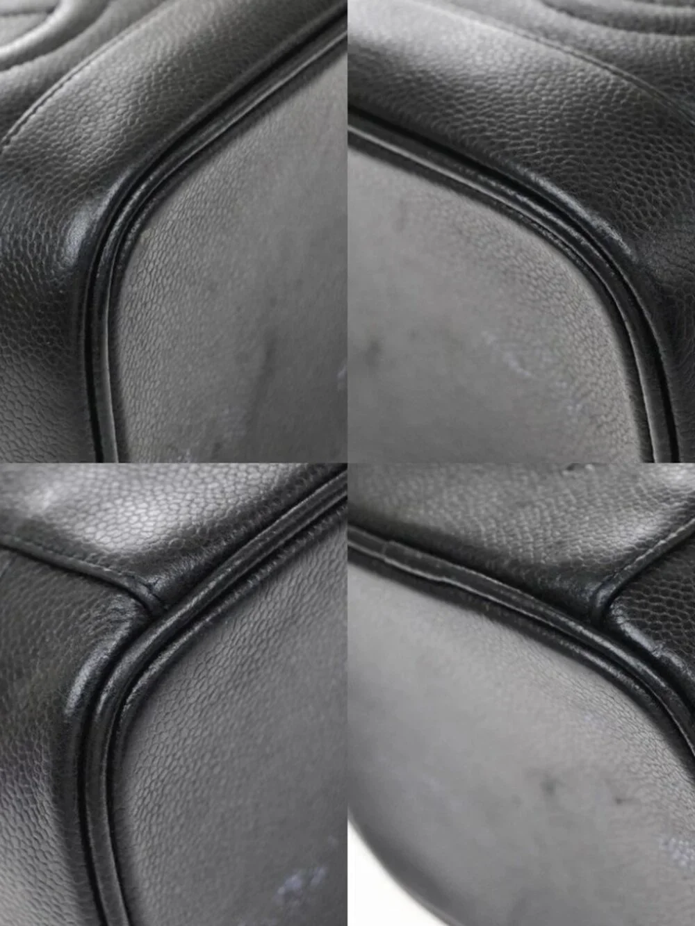 CHANEL Vanity Cosmetic Hand Bag Grained Calfskin Leather Black Vintage